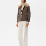 HARPER - Wool-blend jacket with fur collar