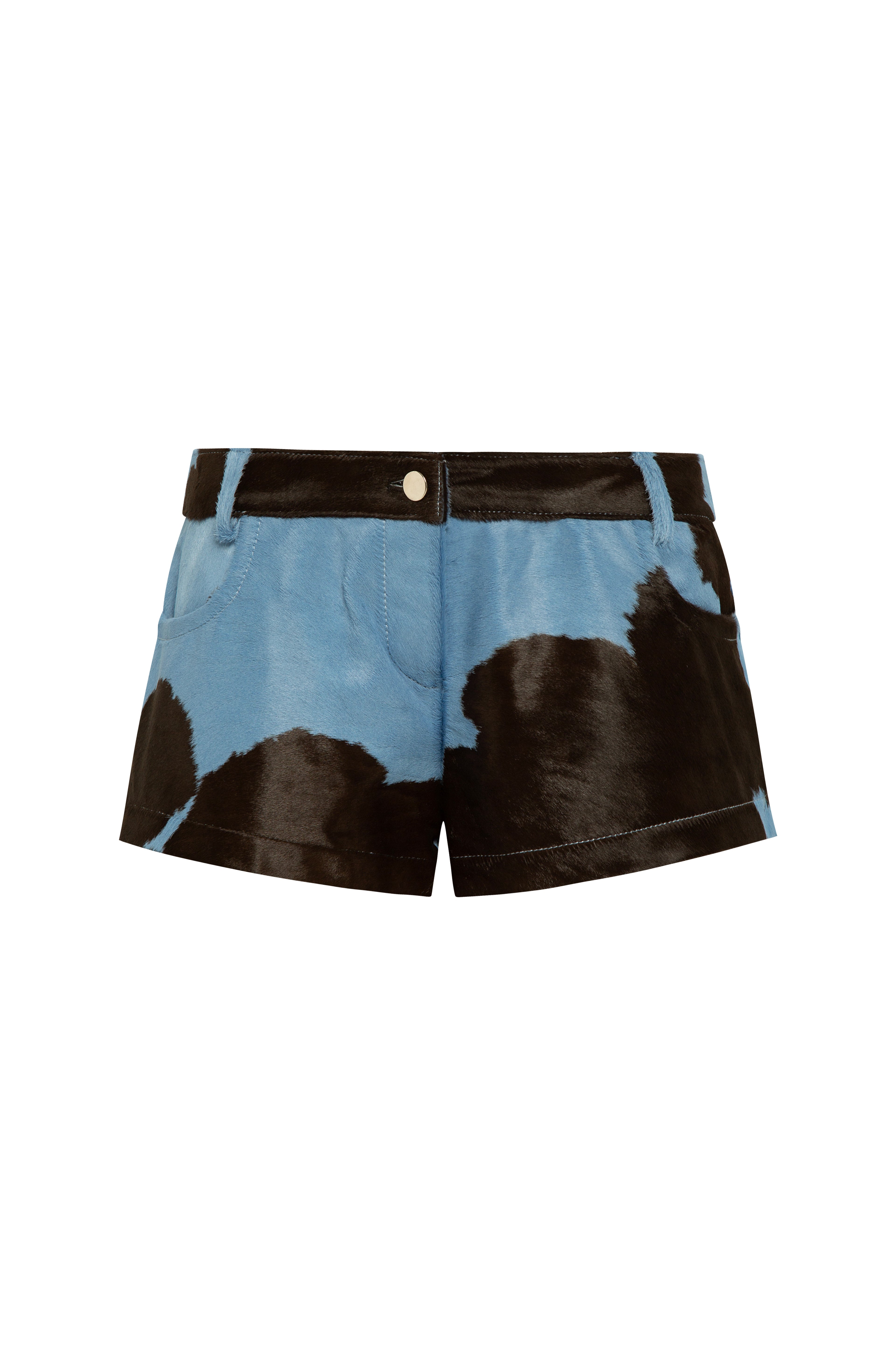 ILOA - Cow-print pony hair leather mini shorts