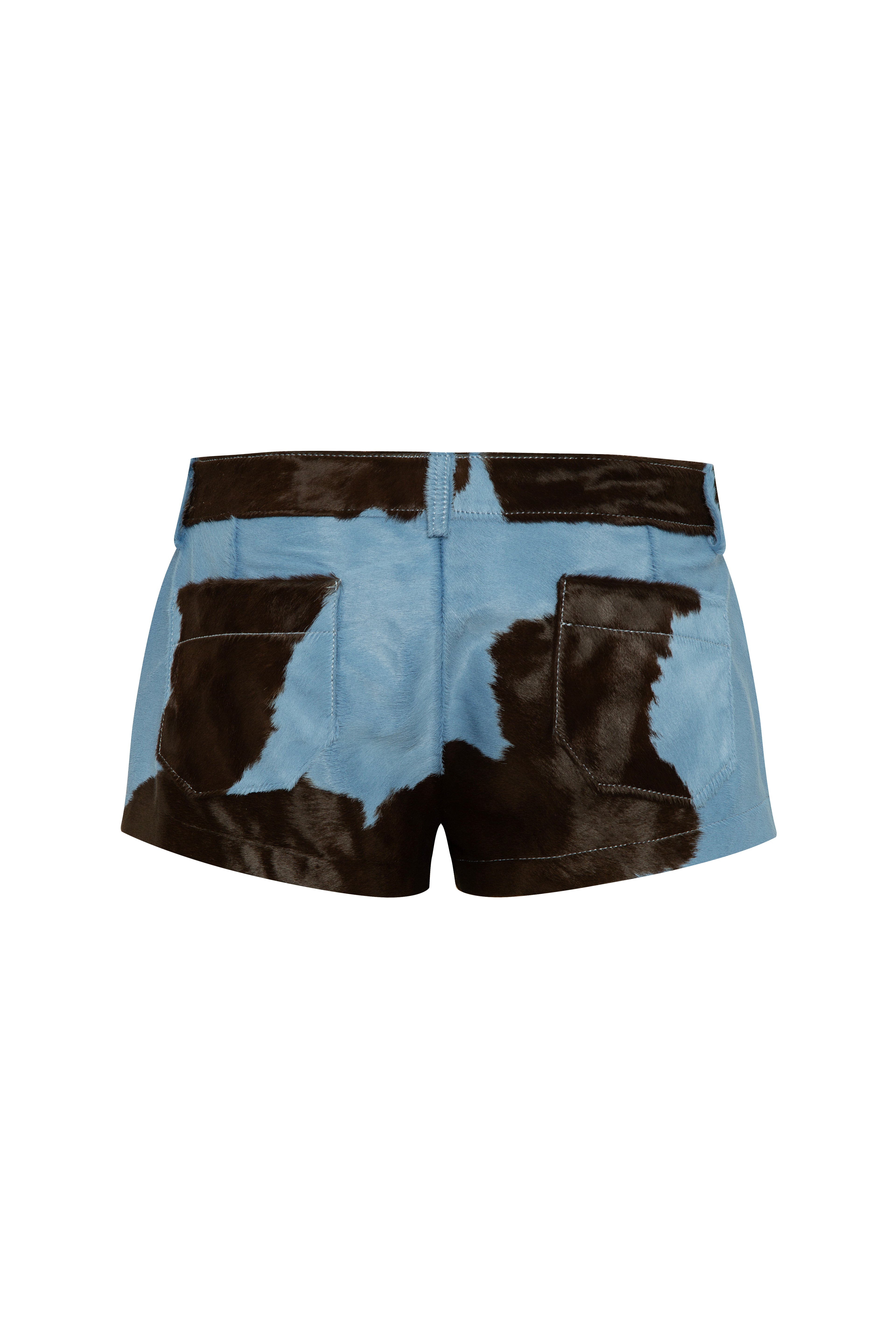 ILOA - Cow-print pony hair leather mini shorts