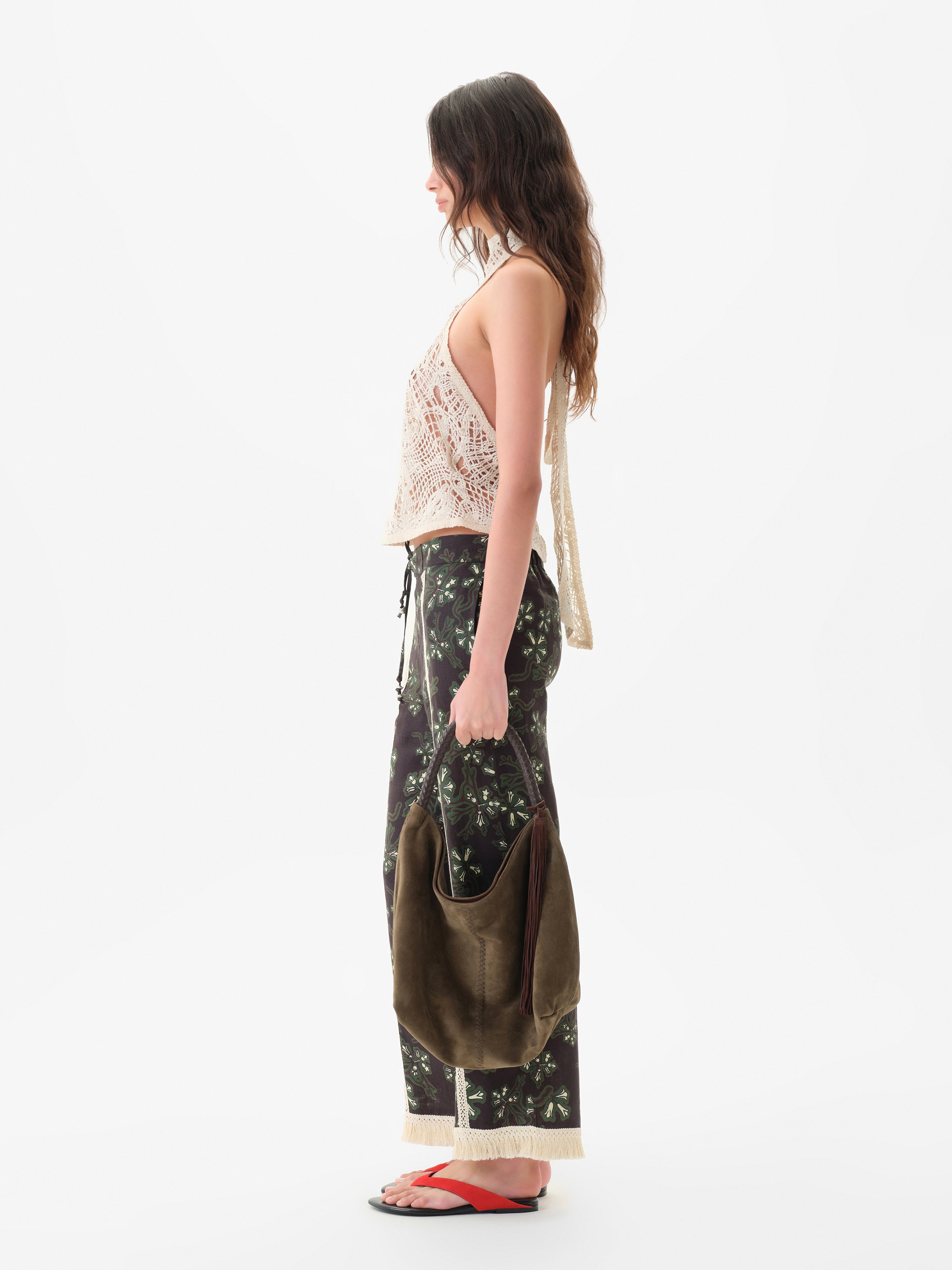 INDY - Halterneck crocheted top with open-knit texture