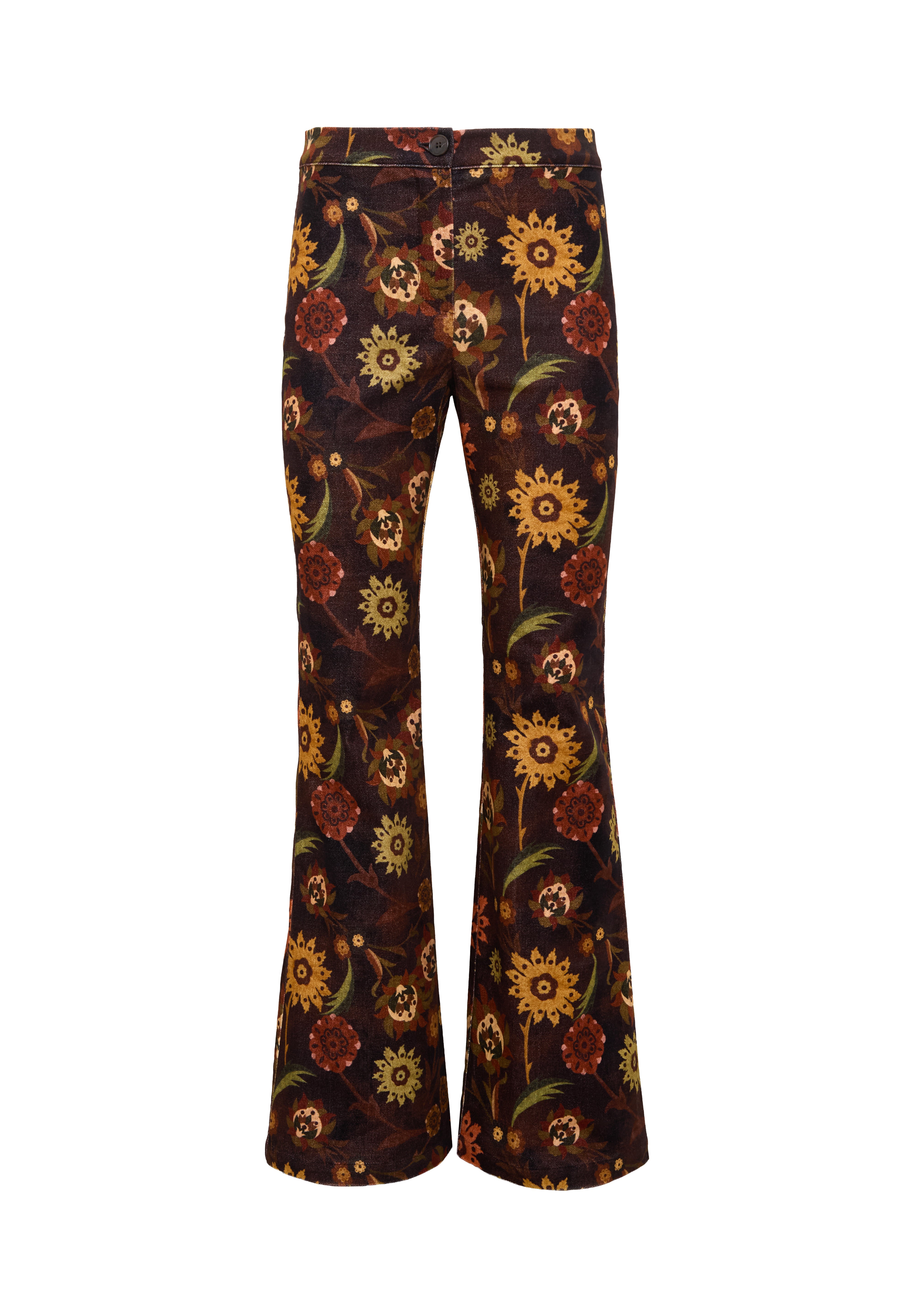 ISLA - Printed velvet flared pants