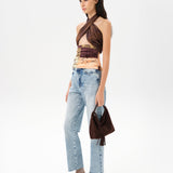 IZZY - Multi-pattern patchwork halter top