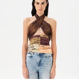 IZZY - Multi-pattern patchwork halter top