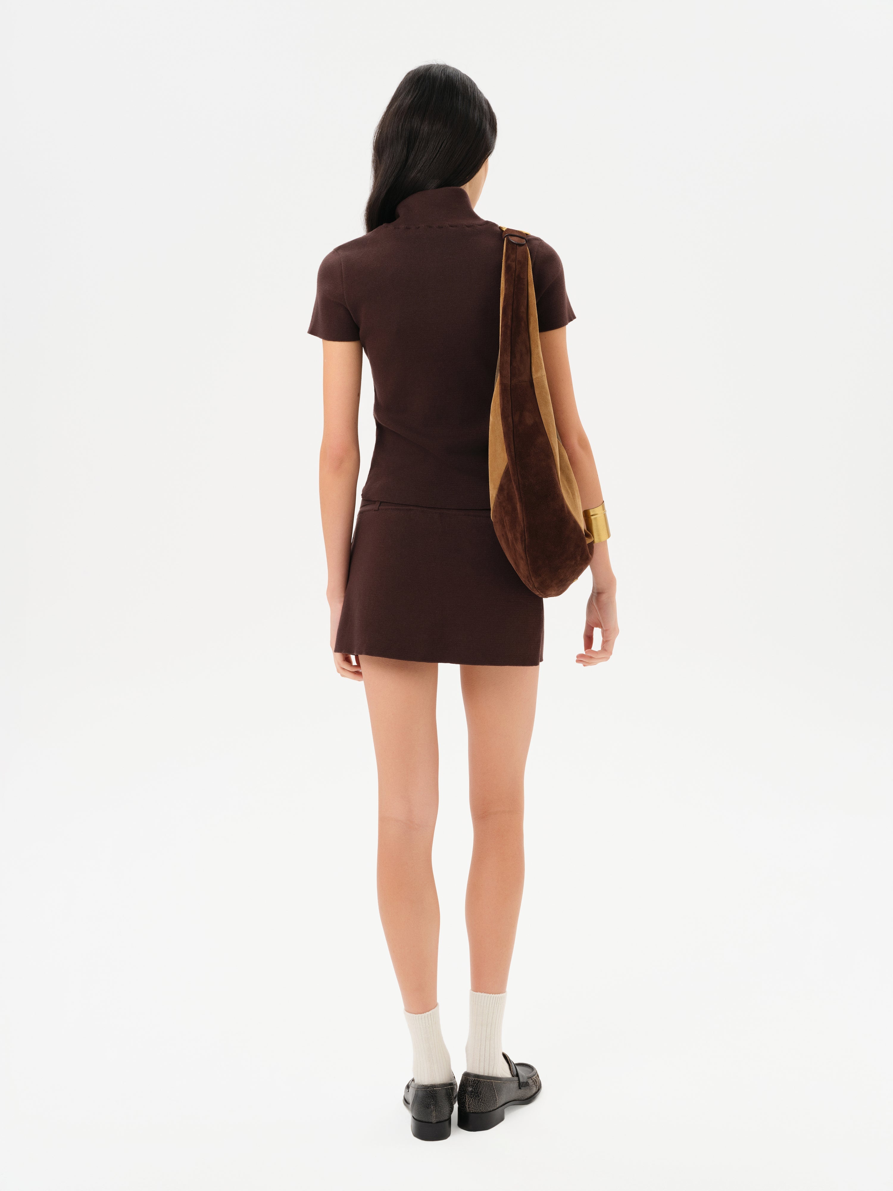 JASMY - Mini knit skort with belt detail