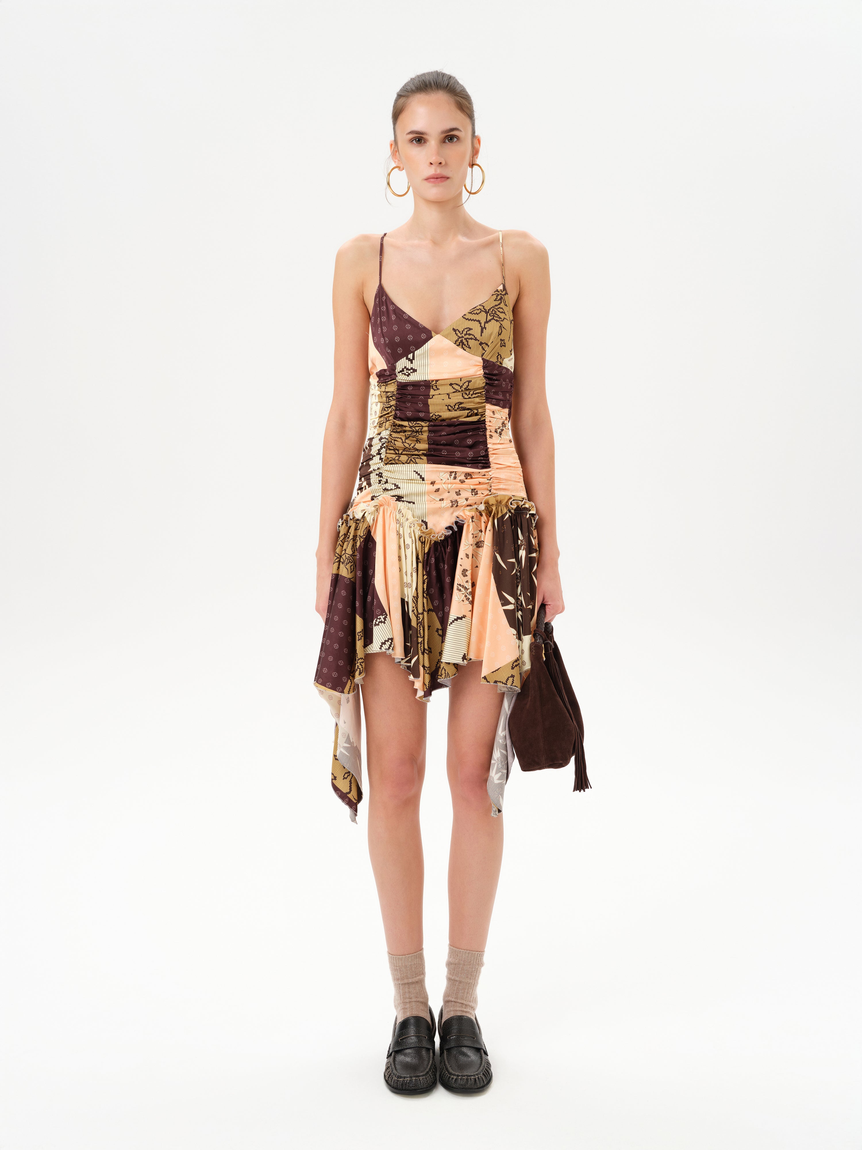 JAZ - Patchwork mini dress with ruffles