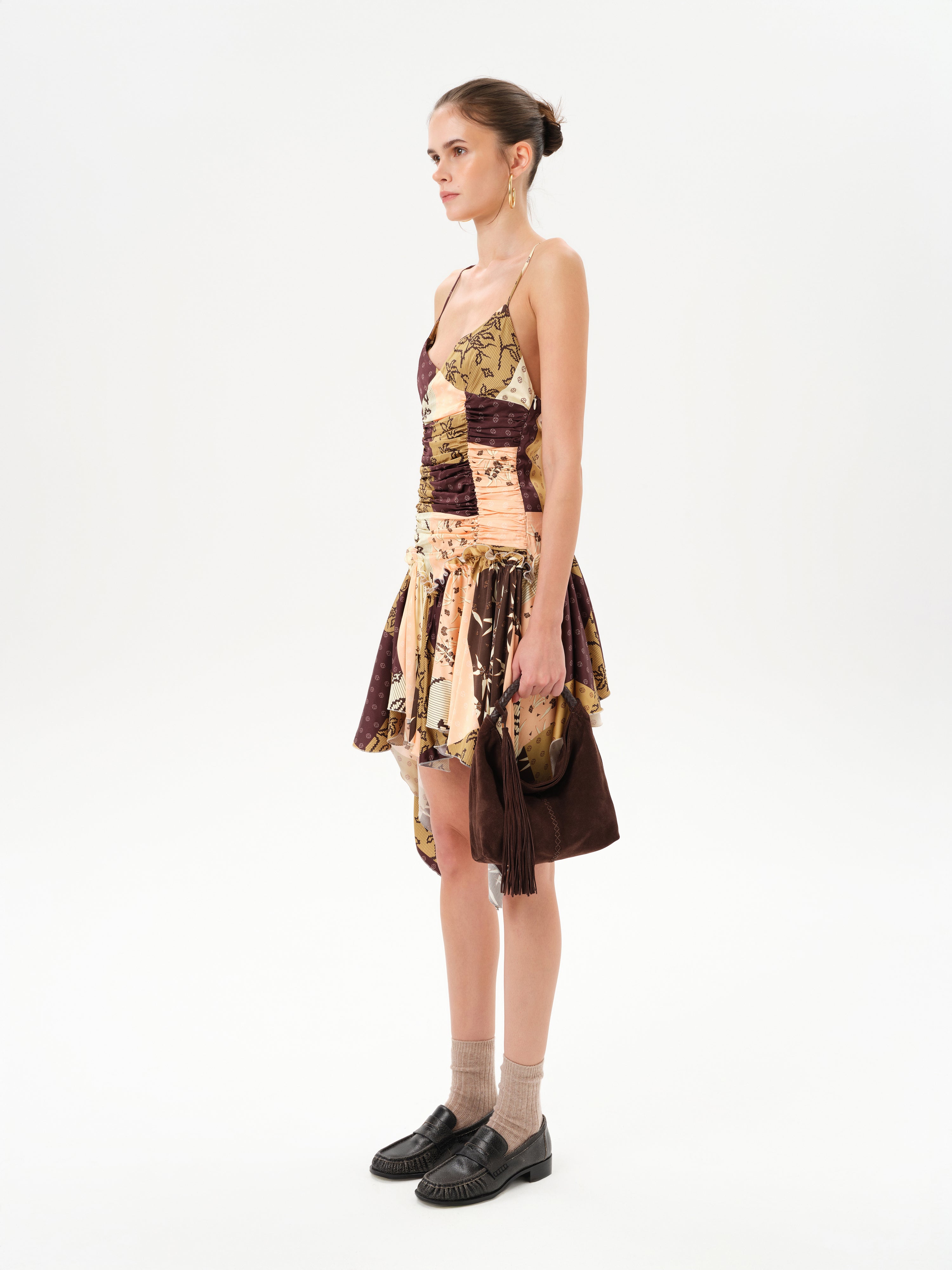 JAZ - Patchwork mini dress with ruffles