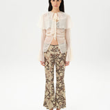 JESLYNN - Velvet pants with devoré detail