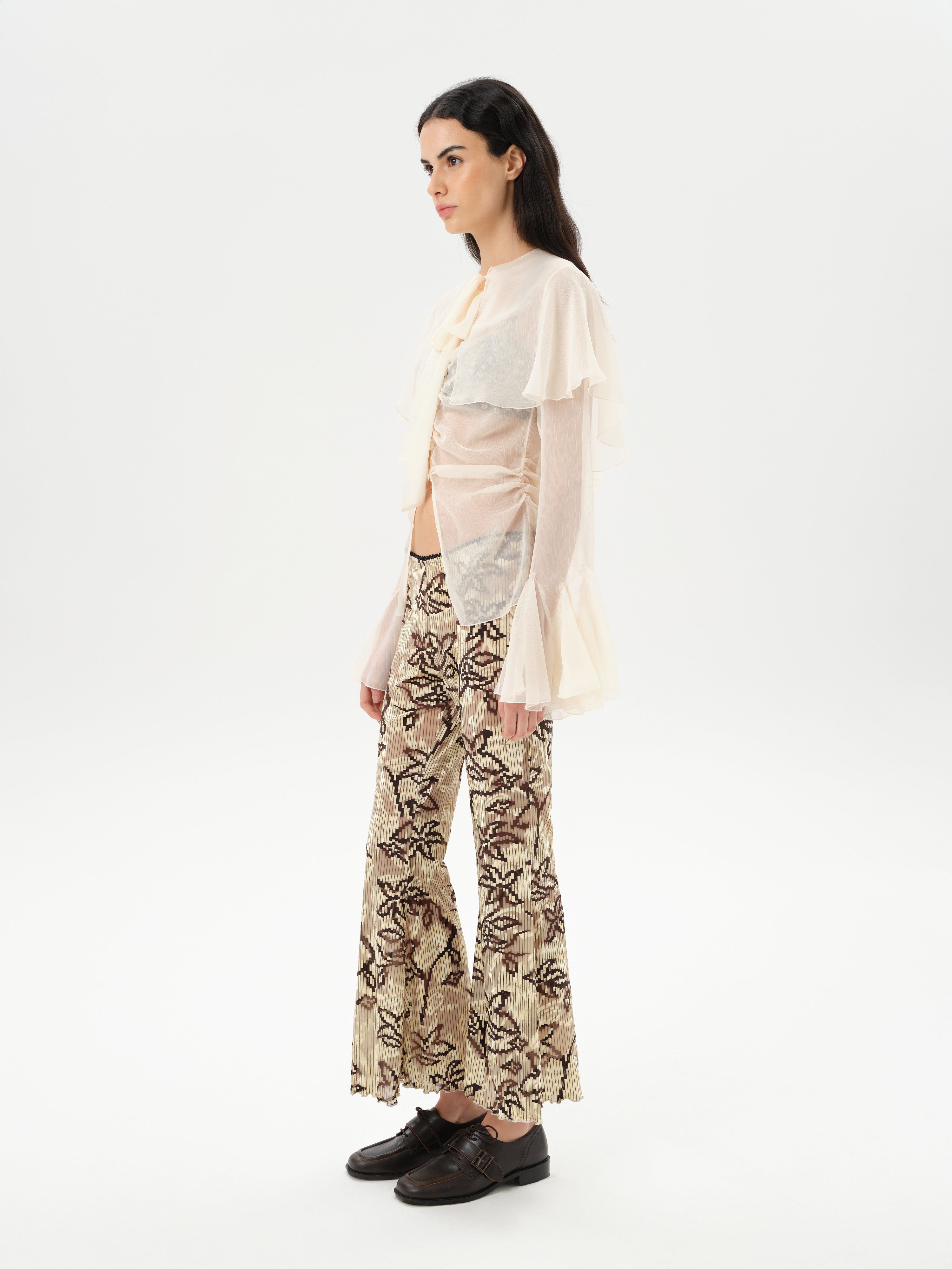 JESLYNN - Velvet pants with devoré detail