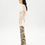 JESLYNN - Velvet pants with devoré detail