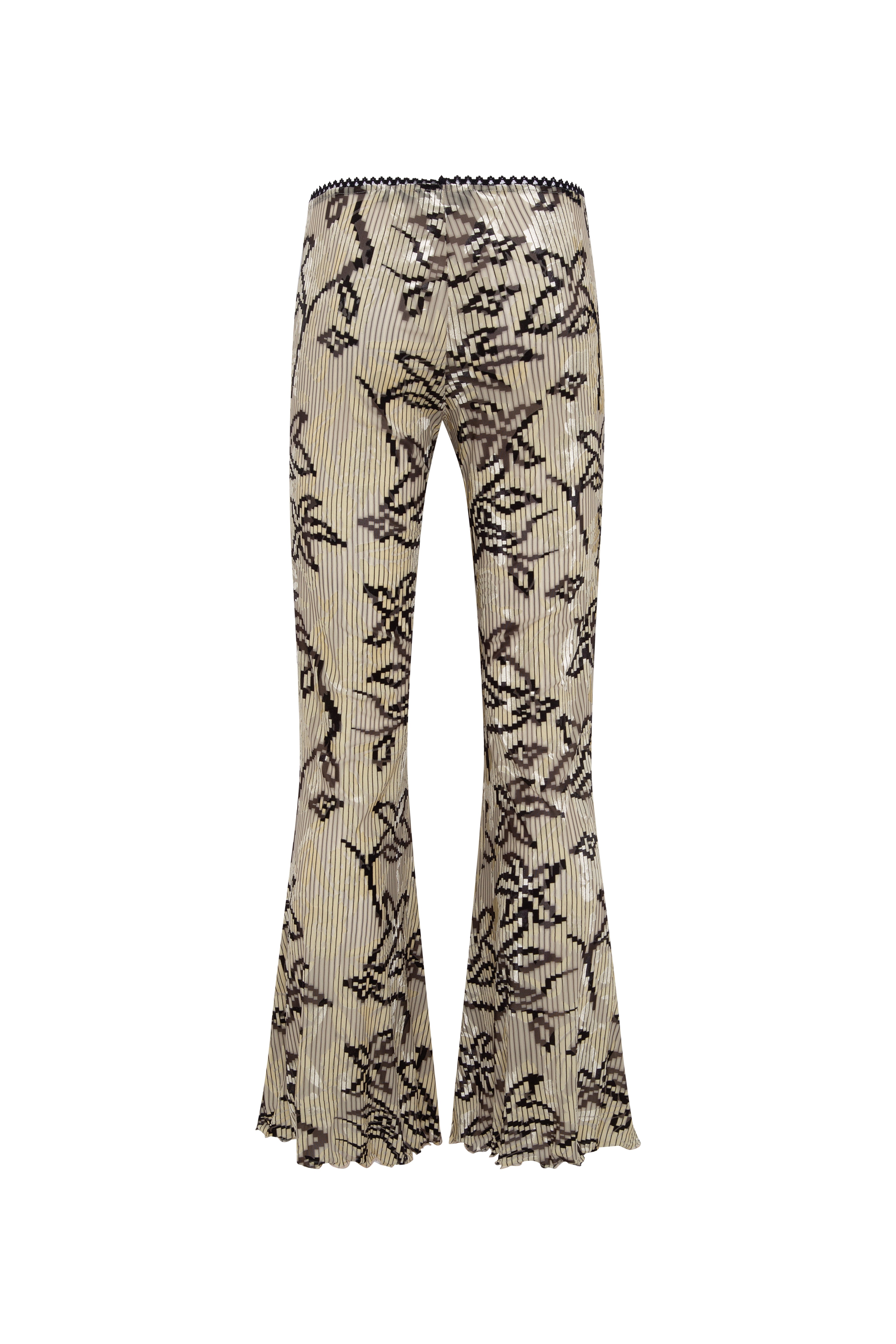 JESLYNN - Velvet pants with devoré detail