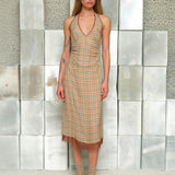 JOSETTE - Halter midi dress with side rouching