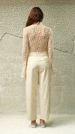 JUN - Embroidered fluted top with front zipper