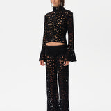 VIDA - Embroidered wide-leg pants with mini shorts