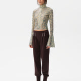 JUN - Sequined fluted top with front zipper