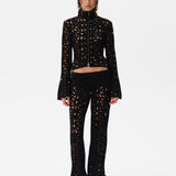 JUN - Embroidered fluted top with front zipper