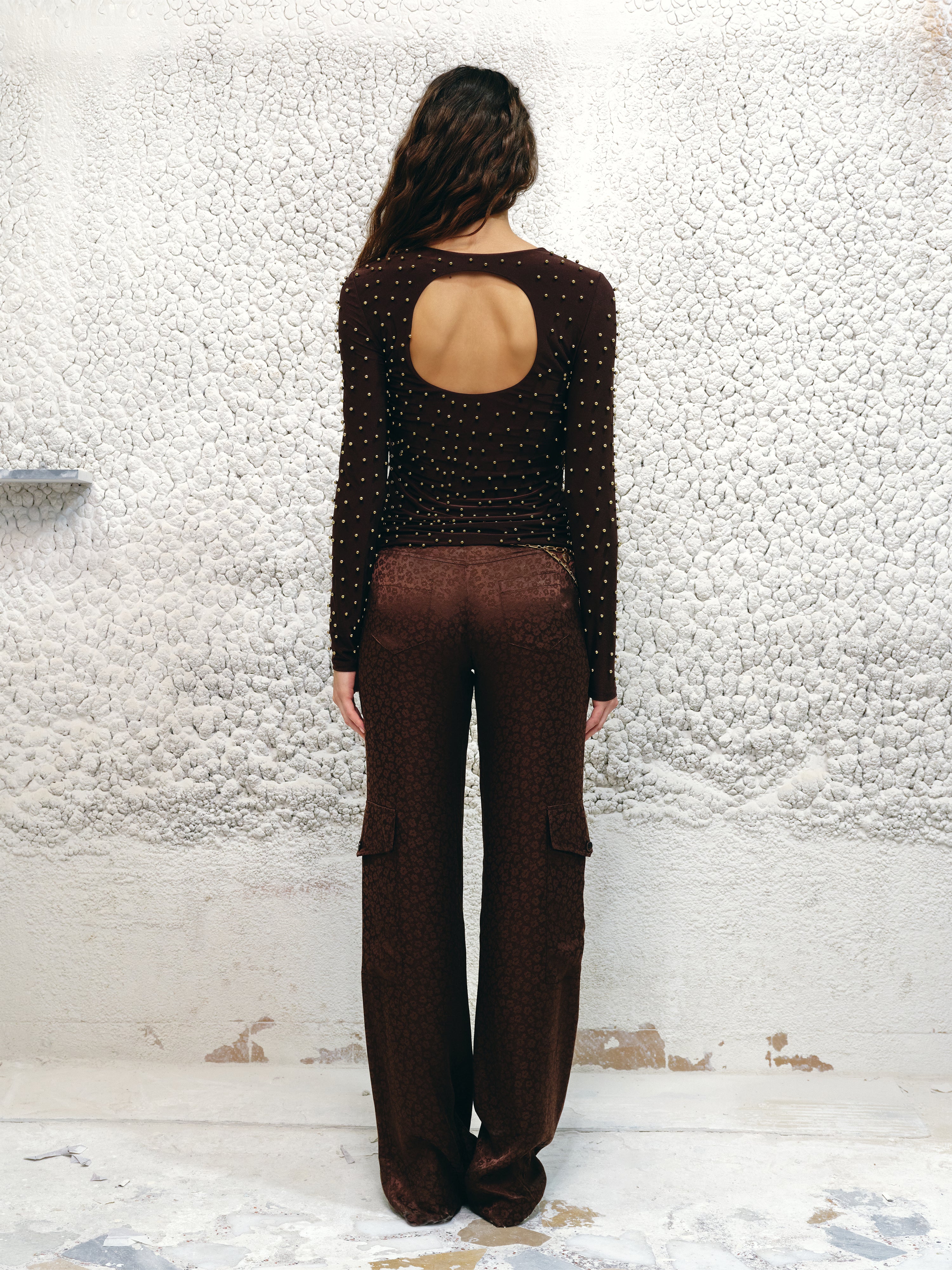 KIMMY - Jacquard satin cargo pants