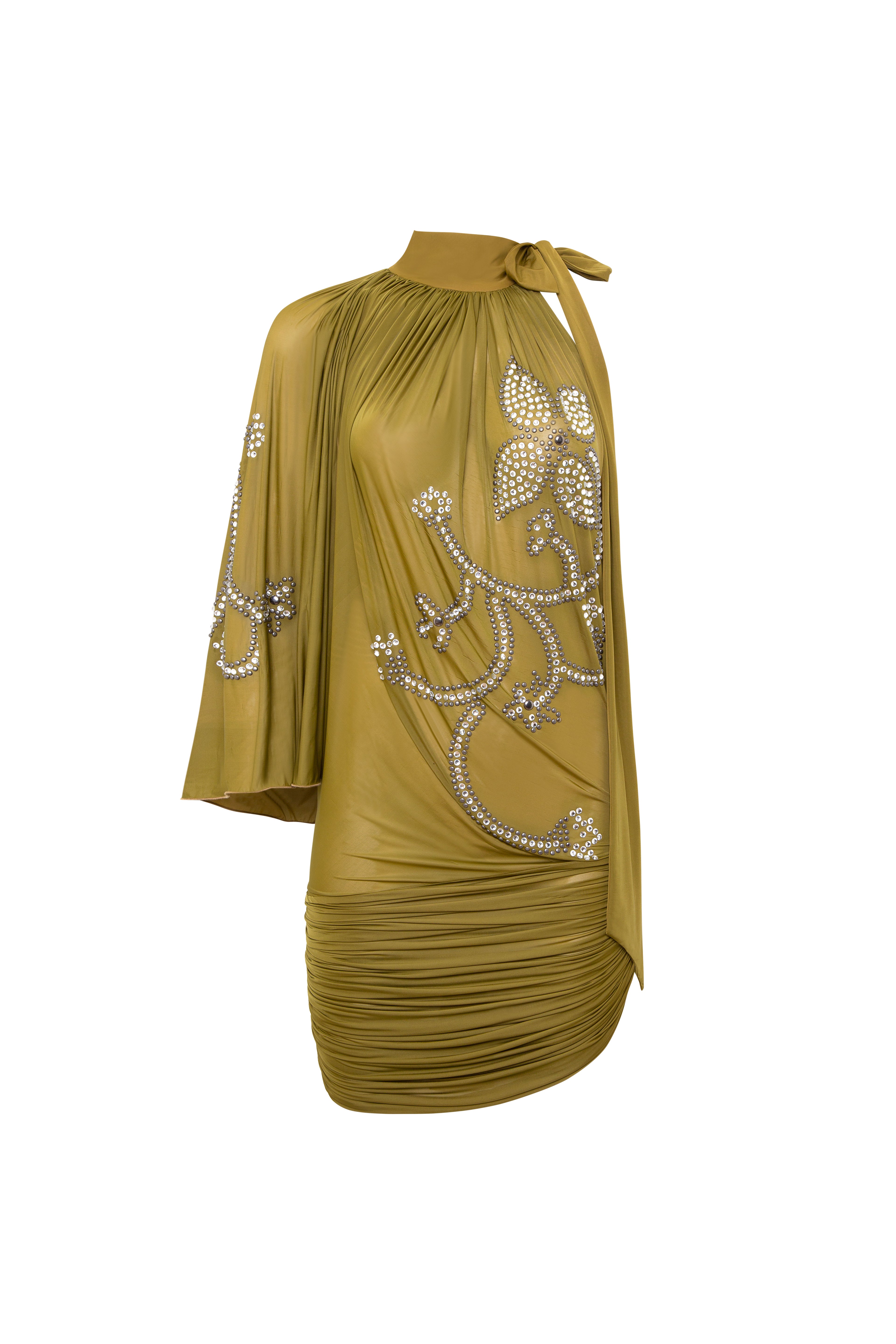 LAREL - Draped crystal embellished mini dress
