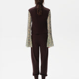 LESNA - High-neck cable knit vest with front pockets