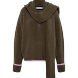 LIANA - Half-zip oversize sweater with detachable hood and scarf