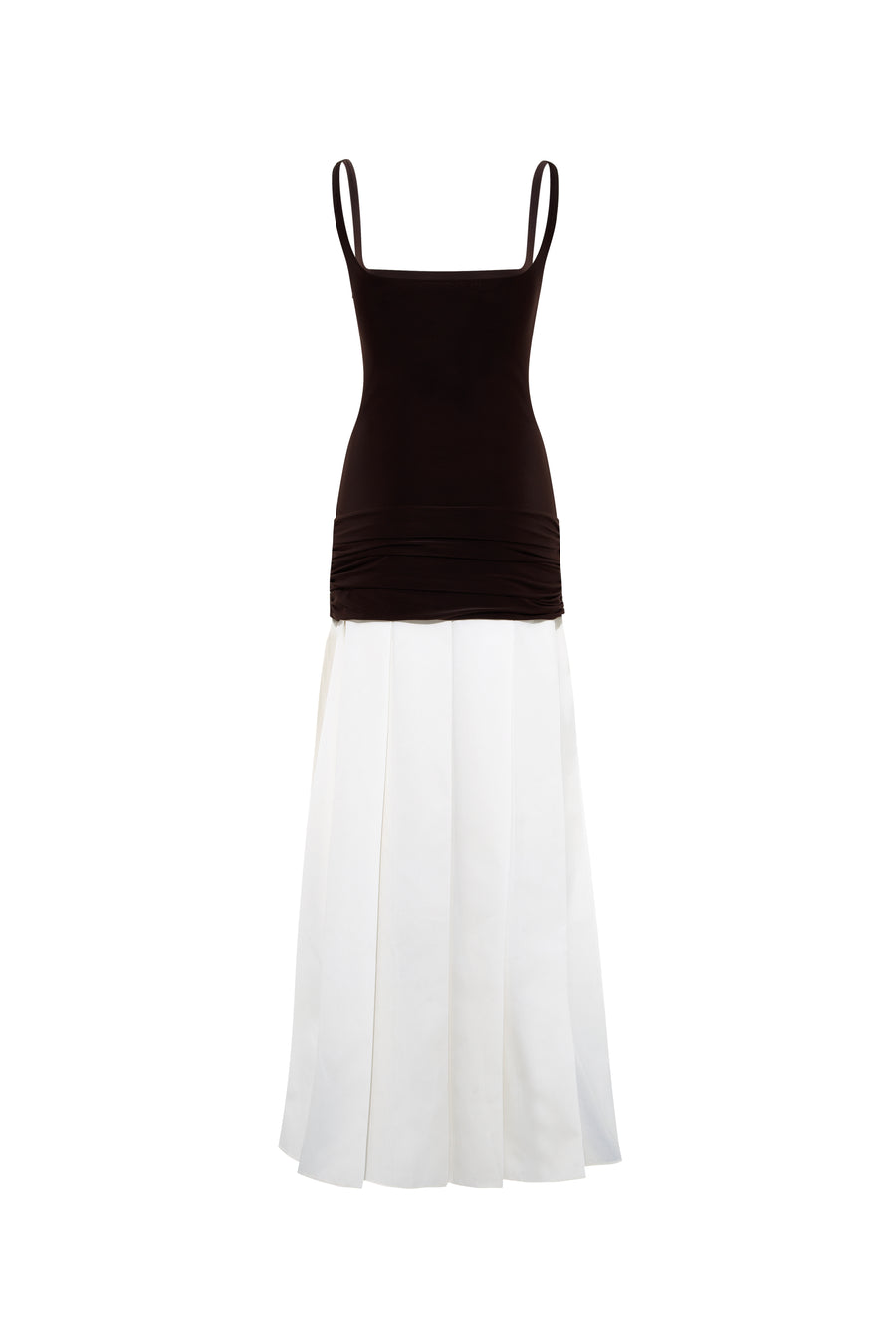 LIENA - Pleated jersey and cotton mix maxi dress