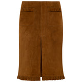 MAKI - Frill detailed suede midi skirt