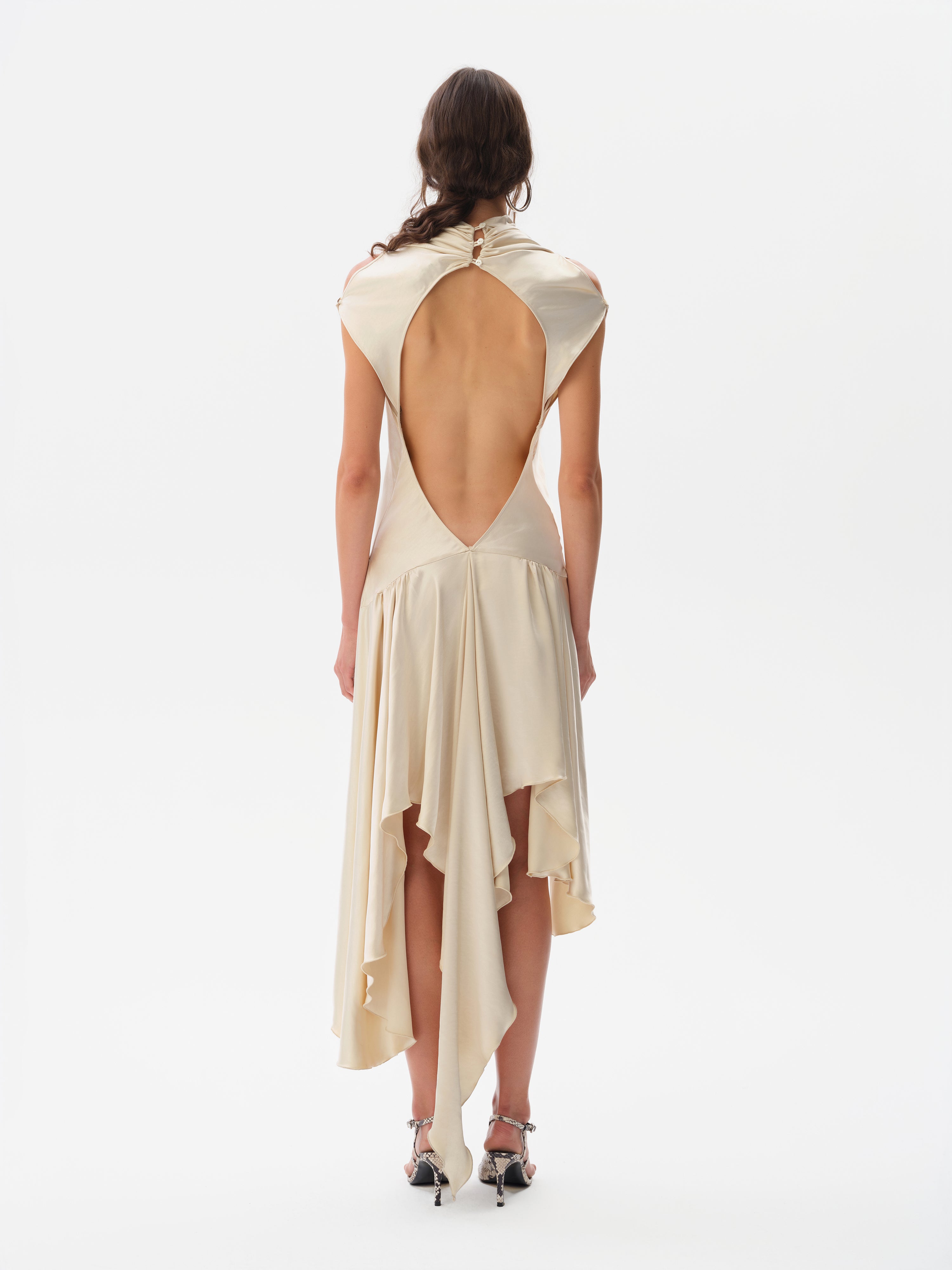 MAREN - Open-back satin asymmetric dress