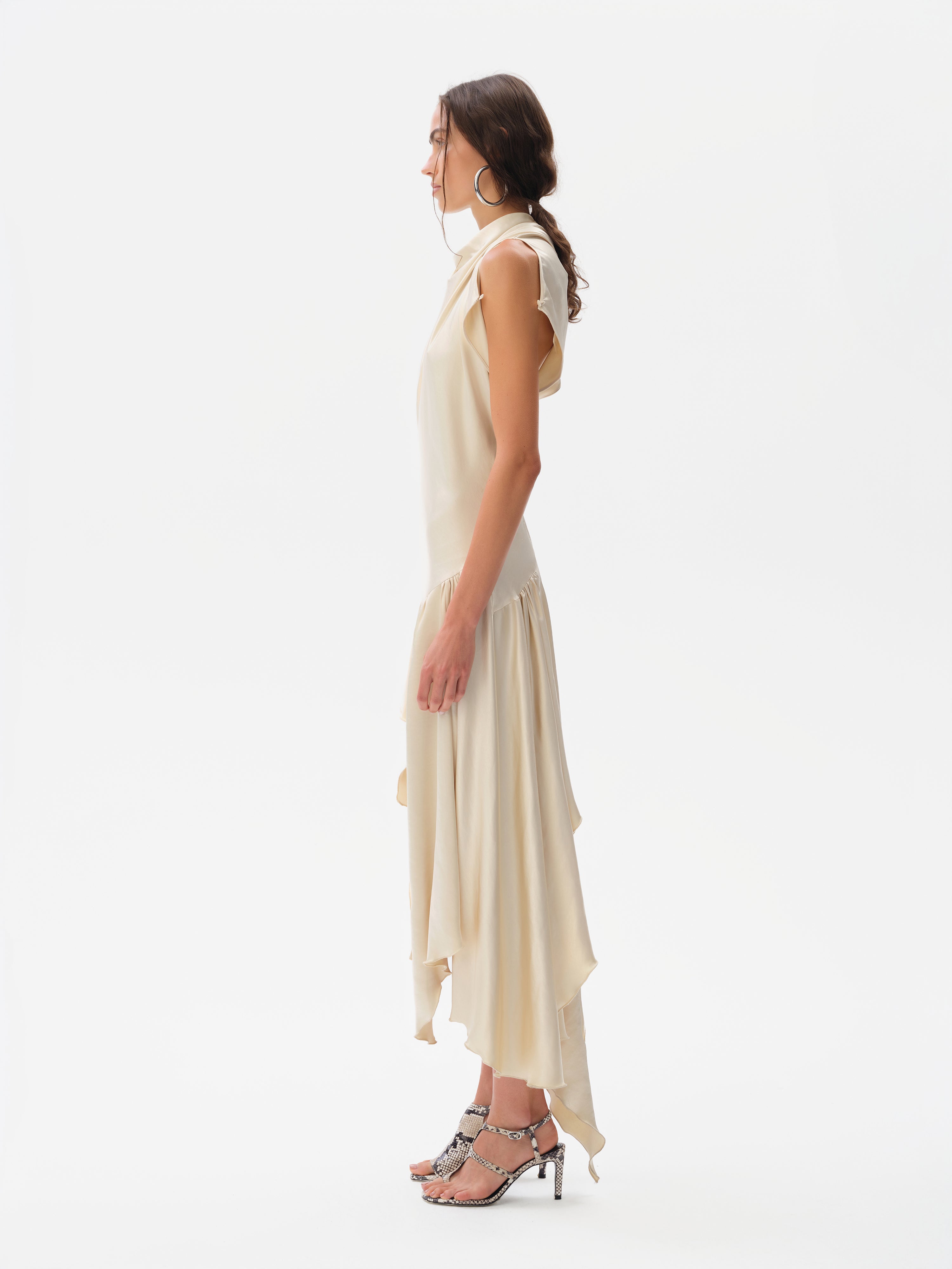 MAREN - Open-back satin asymmetric dress