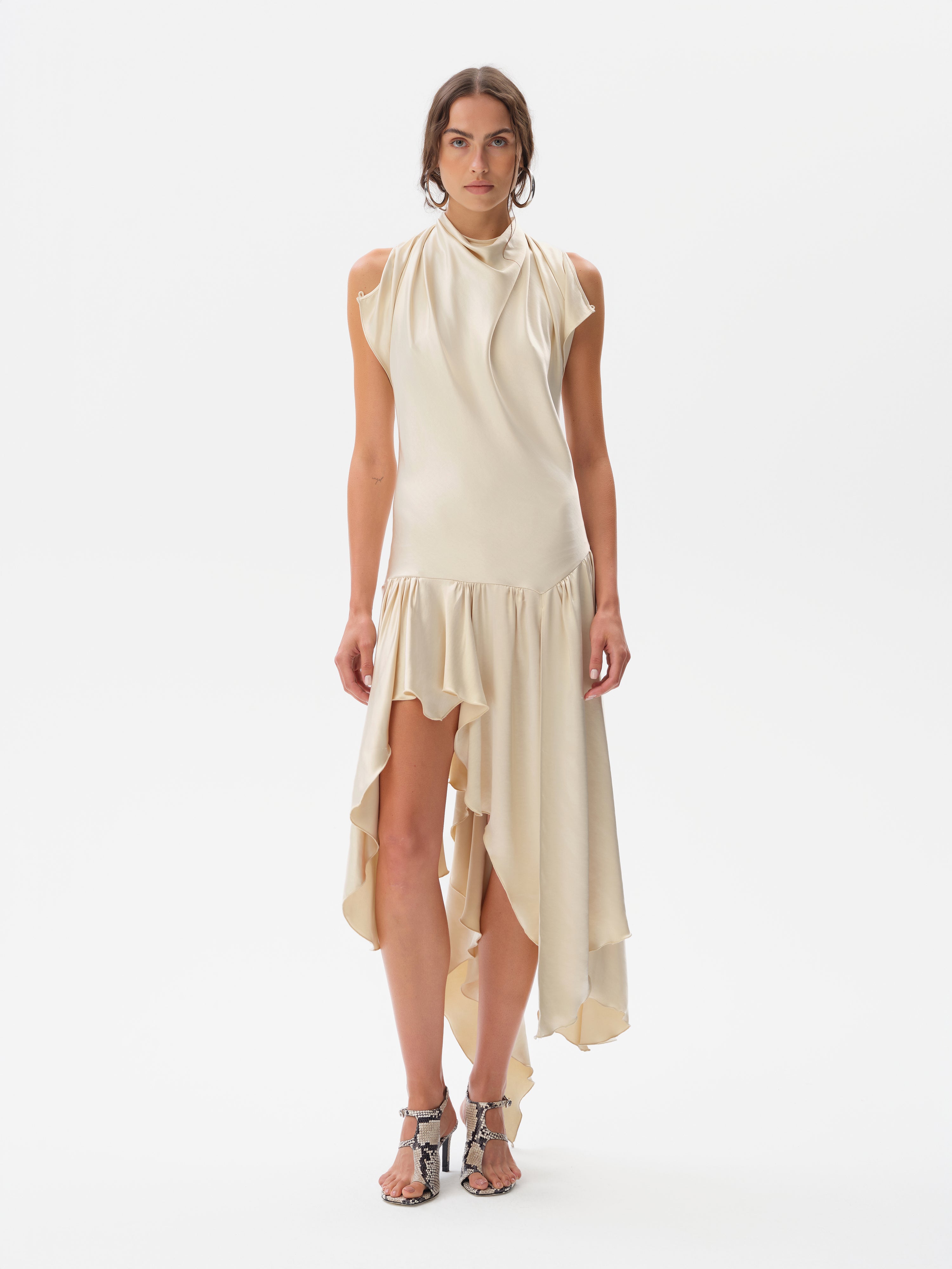 MAREN - Open-back satin asymmetric dress