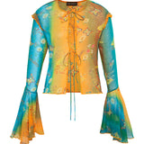 MARLEY - Printed fluted sleeve shirt