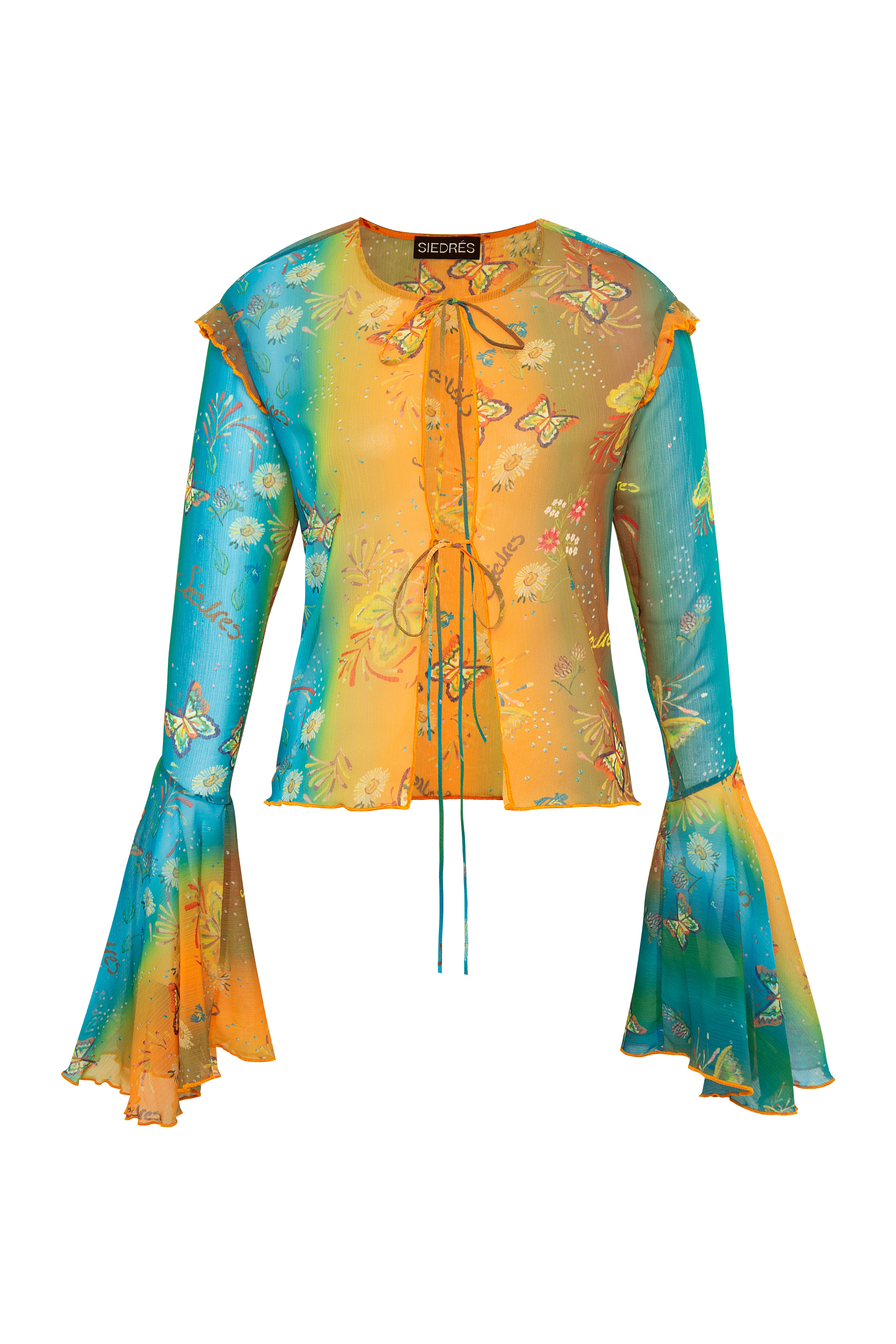 MARLEY - Printed fluted sleeve shirt