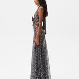 MATILDA - Bow detailed embroidered maxi dress