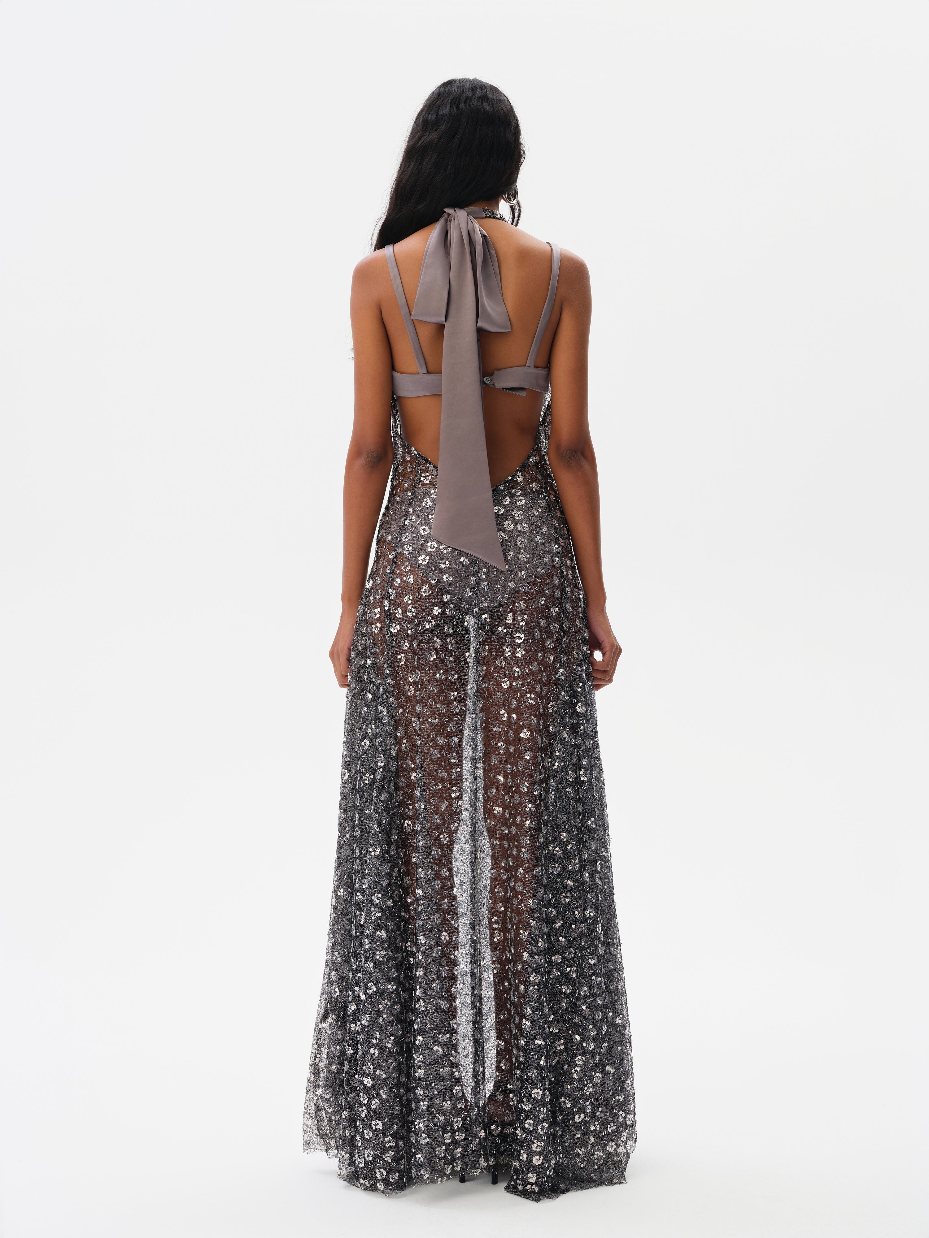 MATILDA - Bow detailed embroidered maxi dress