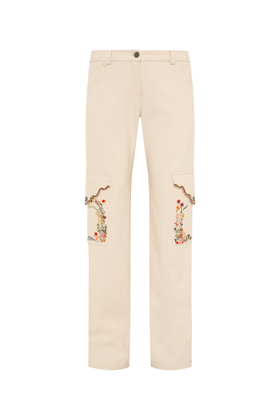 MELSA - Straight-leg pants with embroidered side pockets