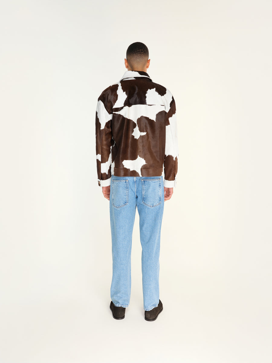 COLS - Printed pony hair boxy fit leather jacket