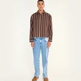 BRIGHT - Regular-fit stripe printed button-up shirt