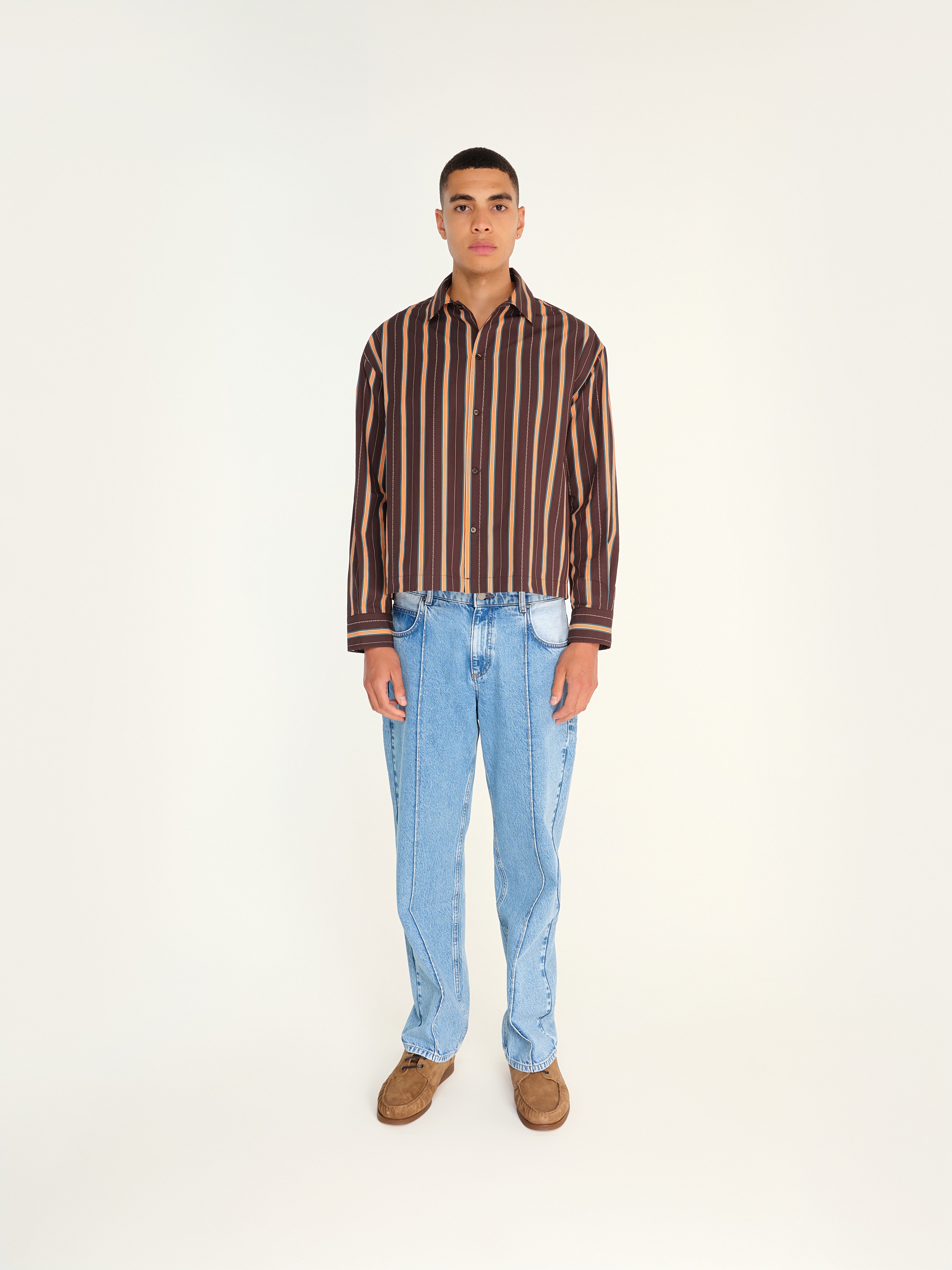 BRIGHT - Regular-fit stripe printed button-up shirt