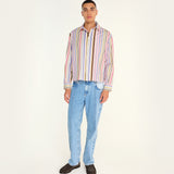 BRIGHT - Boxy-fit stripe printed shirt