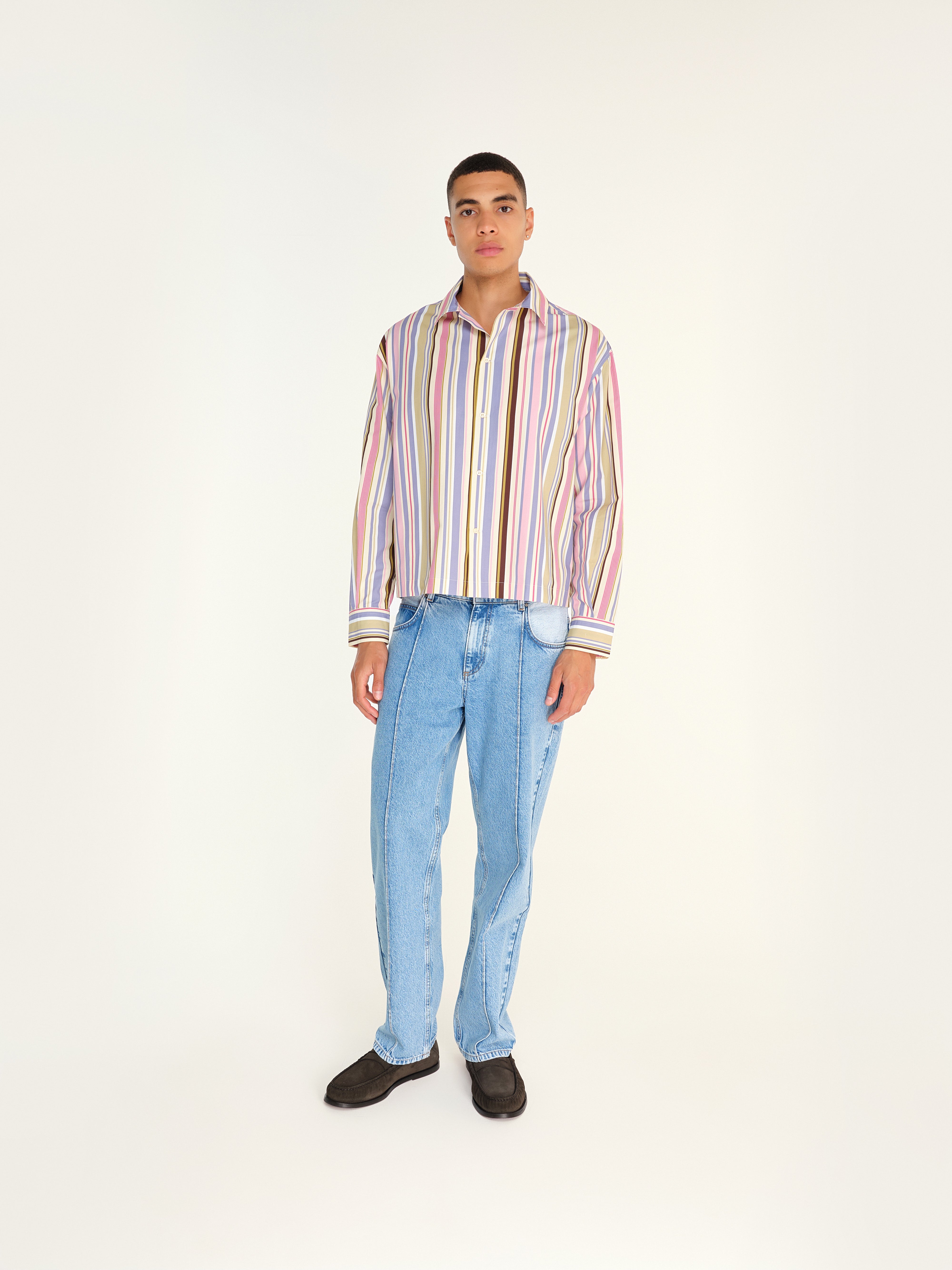 BRIGHT - Boxy-fit stripe printed shirt