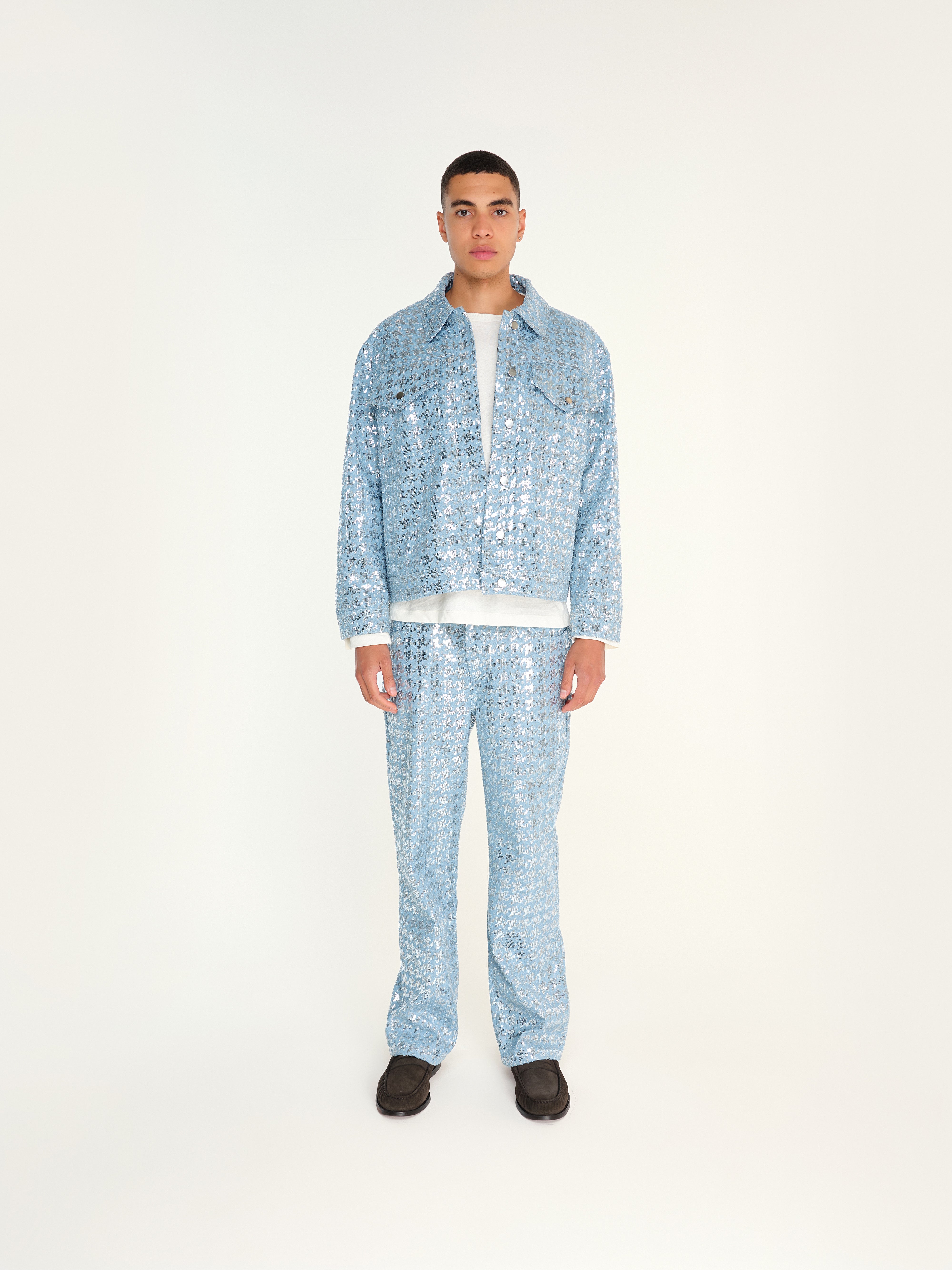 GLOW - Sequined straight-leg jeans