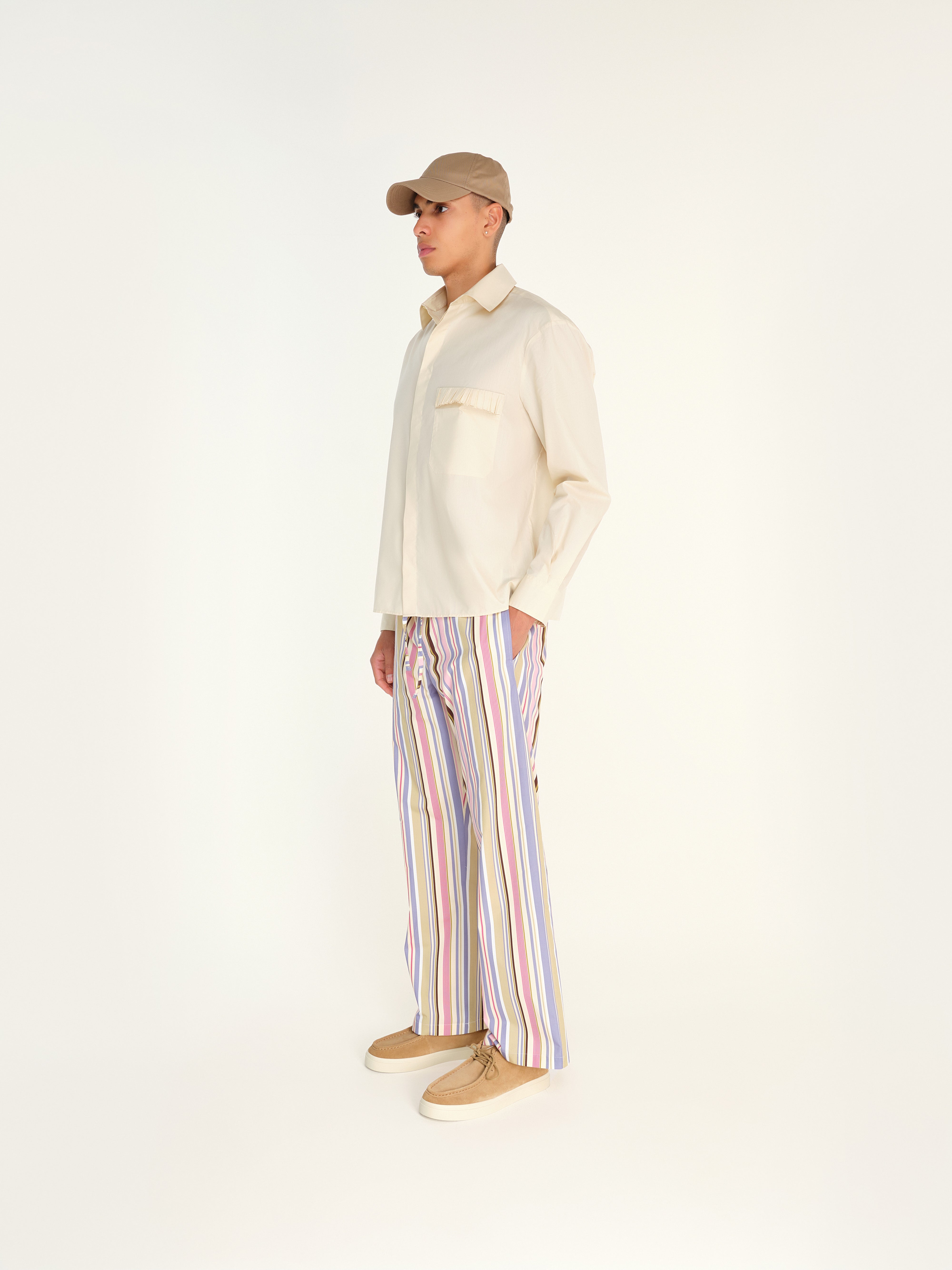 MASON - Straight-leg stripe printed drawstring pants