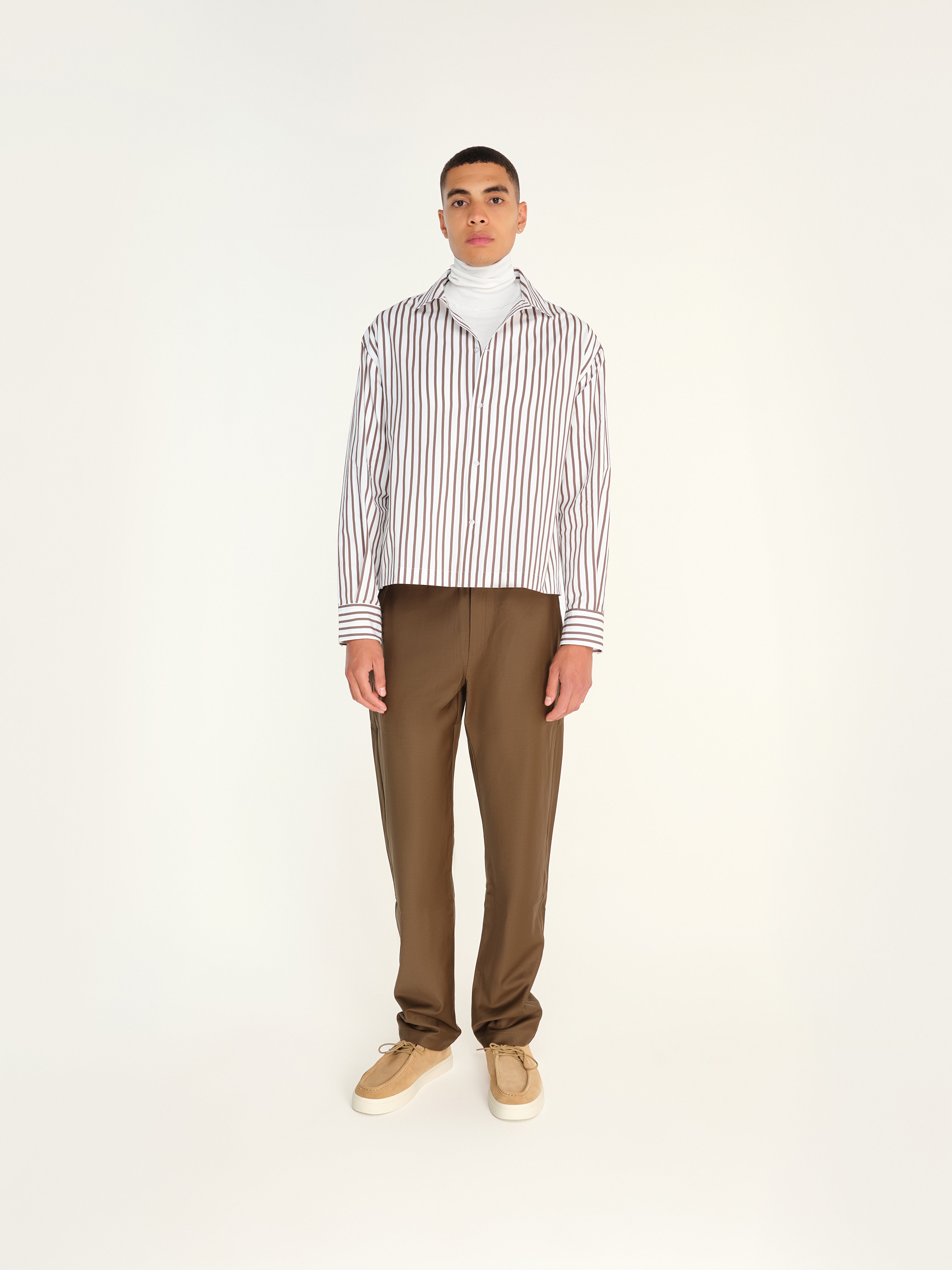 BRIGHT - Boxy-fit stripe printed shirt