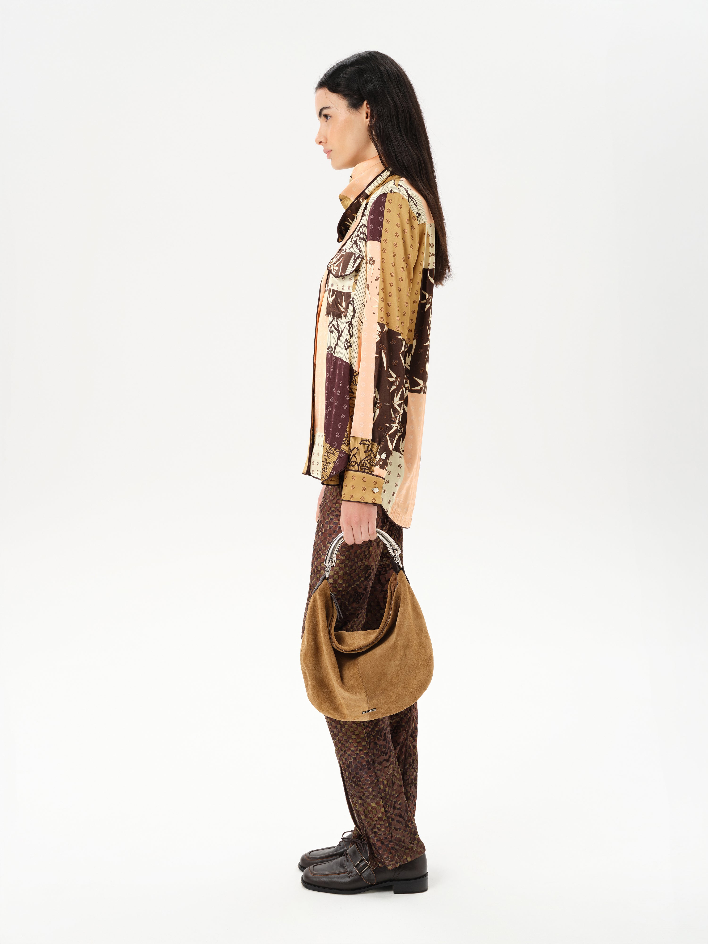 MICLA - Printed satin button-down shirt