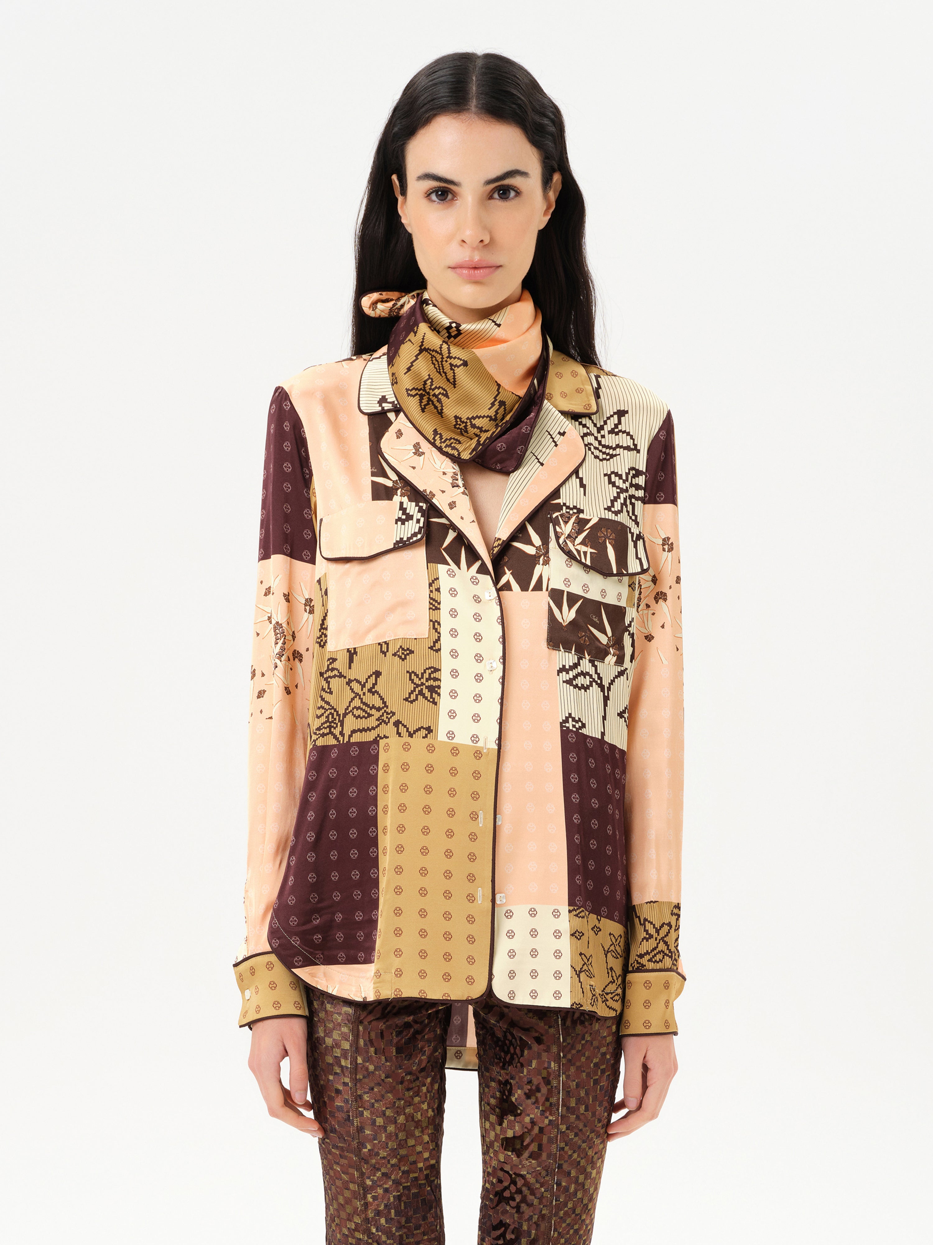 MICLA - Printed satin button-down shirt