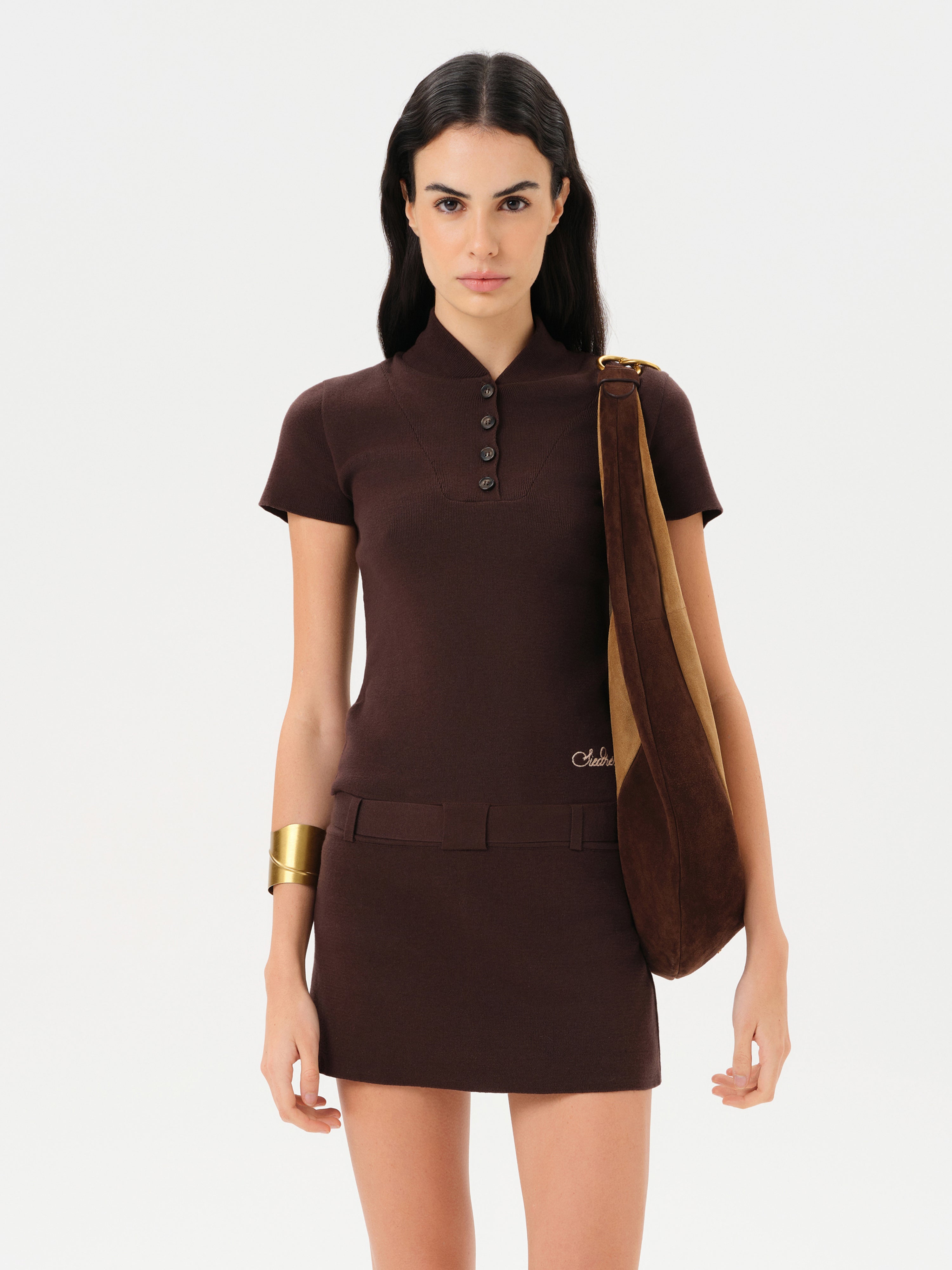 MOLLIE - Button detailed short sleeve knit top