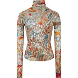 MON - Long sleeve floral-print devoré turtleneck top