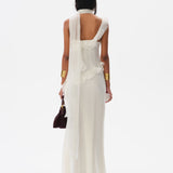 MONICA - Ruffled chiffon glitter maxi dress