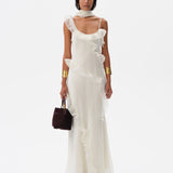 MONICA - Ruffled chiffon glitter maxi dress