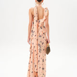 MONICA - Ruffled satin maxi dress