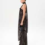 MONICA - Ruffled devoré chiffon maxi dress