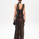 MONICA - Ruffled devoré chiffon maxi dress